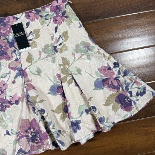 Lauren Ralph Lauren Women's Size 10 Floral Linen A Line Mini Skirt $165 - Picture 3 of 12