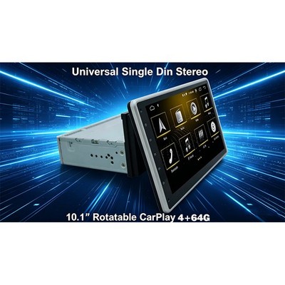 Universal Single Din Stereo 10.1inch Android Rotatable CarPlay 4+64G-2026 New