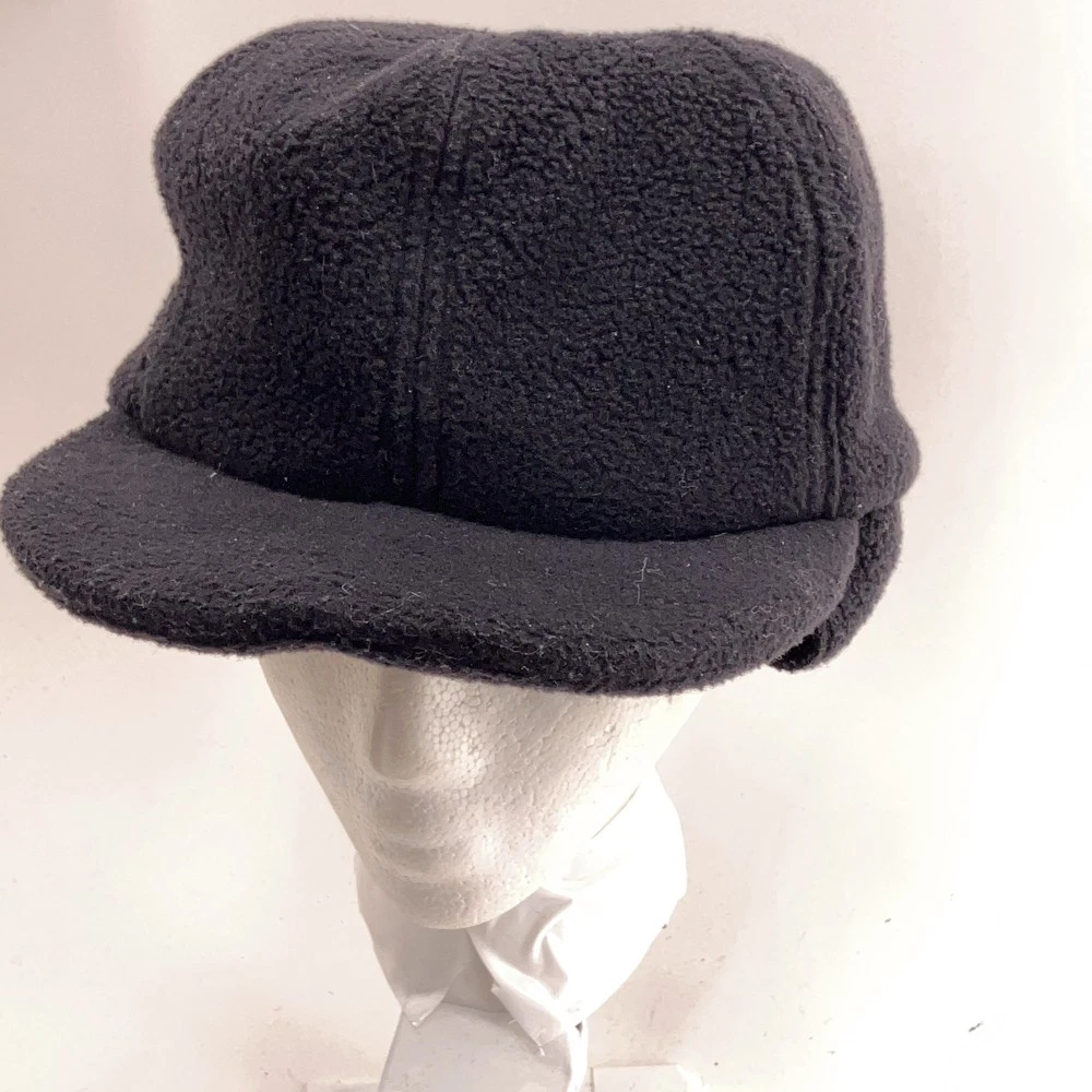 Made USA vintage black fleece winter baseball cap C notes