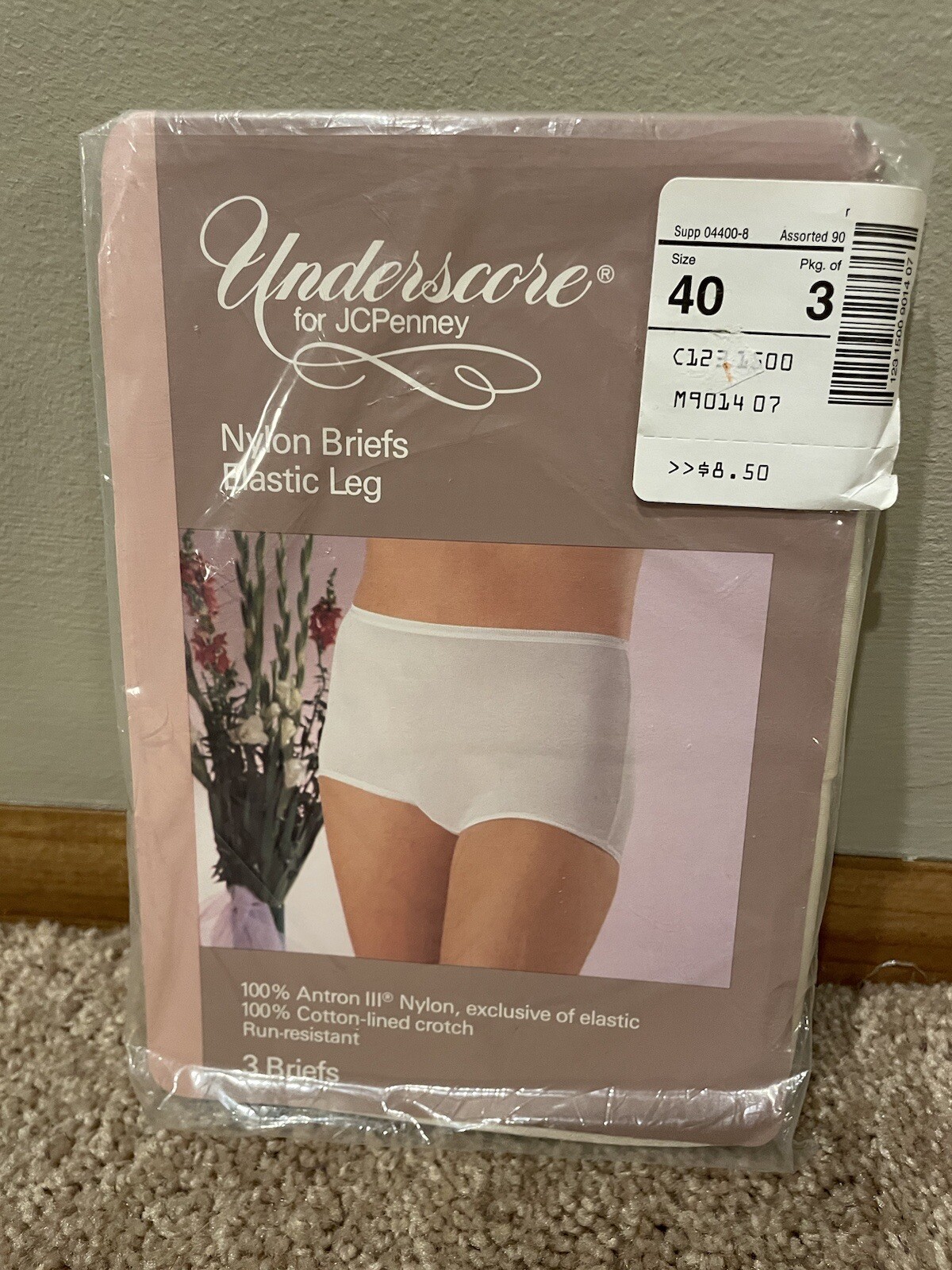 Underscore Nylon Brief Panties Vintage Size 7 Pack of 3 Colors NEW JC