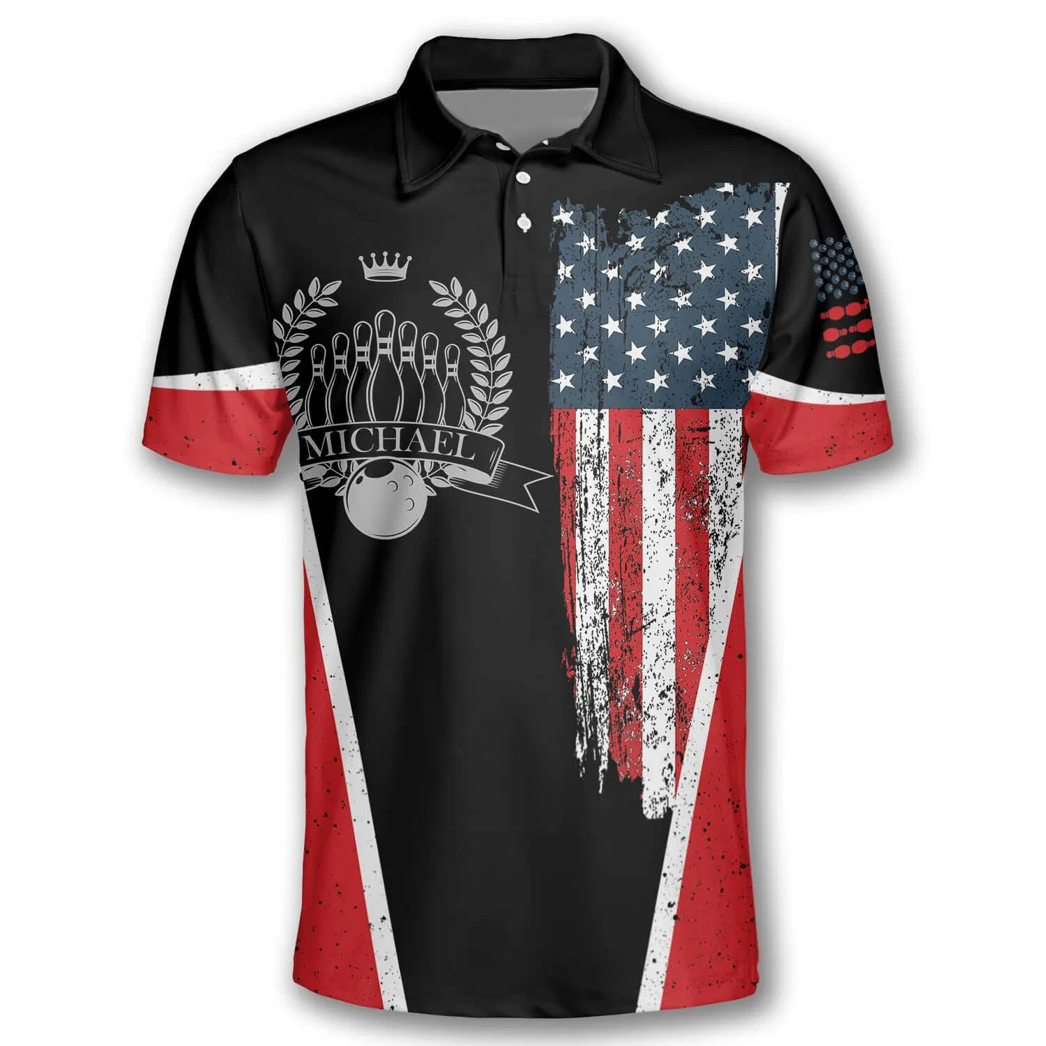 Customizable 8 Ball and Bowling Graphic Polo Shirts - Personalized Sportswear