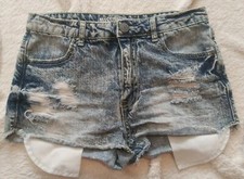 Mossimo Womens Jean Shorts 5 Acid Washed Denim Cut offs High Rise Distressed