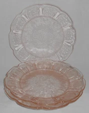 3 Pink Depression Glass Jeanette Cherry Blossom  5 7/8" Bread & Butter Plates