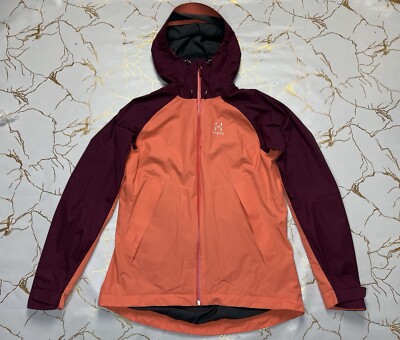 Haglöfs Damen Orange Rot Full Zip Hooded Esker Jacke Windbreaker Größe Medium