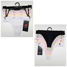 NEW BALANCE 5 Pk Women's M L XL Seamless Logo Thong Black Gray Pink Purple Peach