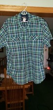 Eddie Bauer Short Sleeve Plaid Green Button Down Shirt Size 2XL