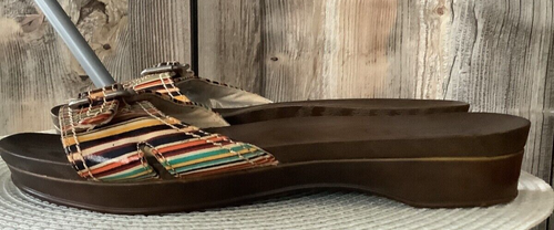 Dr. Scholls Advanced Comfort Kunstleder Lackleder Madras Streifen Pantoletten 9 neu ohne Etikett - Bild 6 von 15