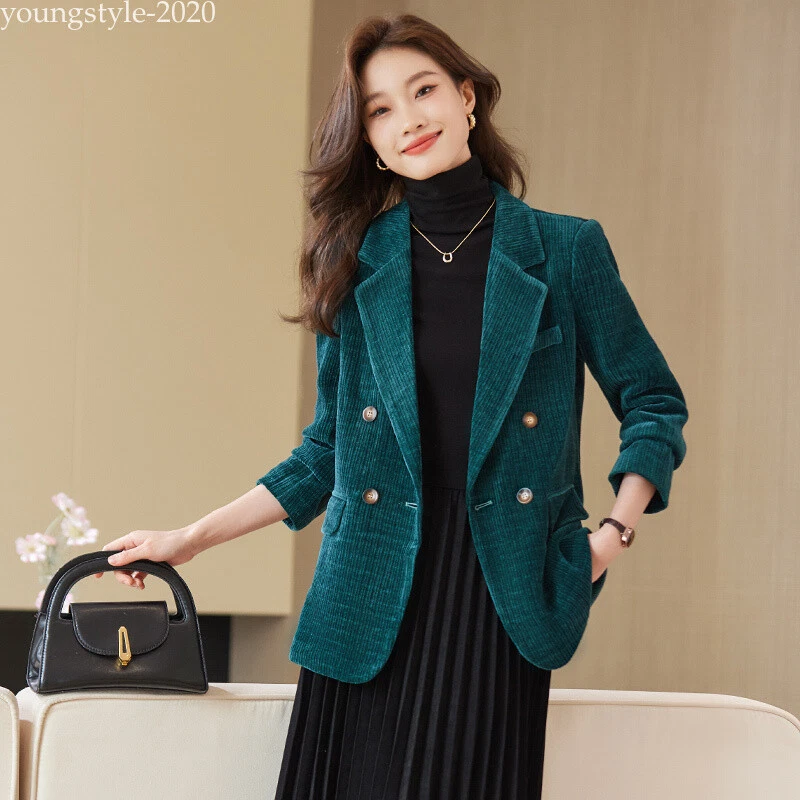 Fall Winter Korean Women Corduroy Casual Jackets Workwear Suits Blazer  Outwear