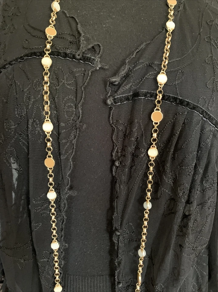 Coldwater Creek Collar de Cadena Larga de Oro Blanco Acrílico Bronceado Esmalte Cuentas 83” de Largo Foto 2 de 4