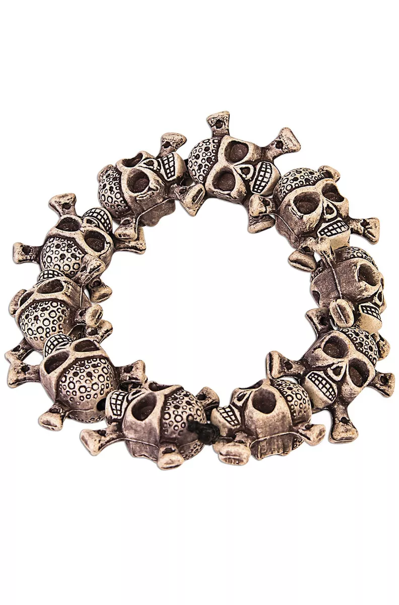 Halloween Decor Skull Rhinestone Bracelet, Brand Rhinestone Bracelet,  Vintage Punk Style Leather Bracelet For Men Women, Birthday Gift Bracelet |  SHEIN USA