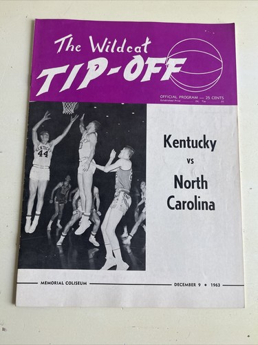 1963 Kentucky Wildcats North Carolina Basketball Program Adolph Rupp ...
