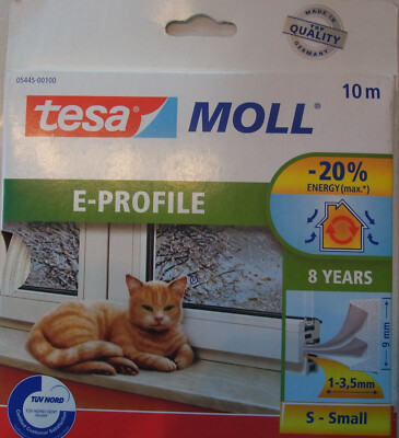 tesamoll  E-Profil Gummidichtung 10 m x 9 mm Weiss 5445