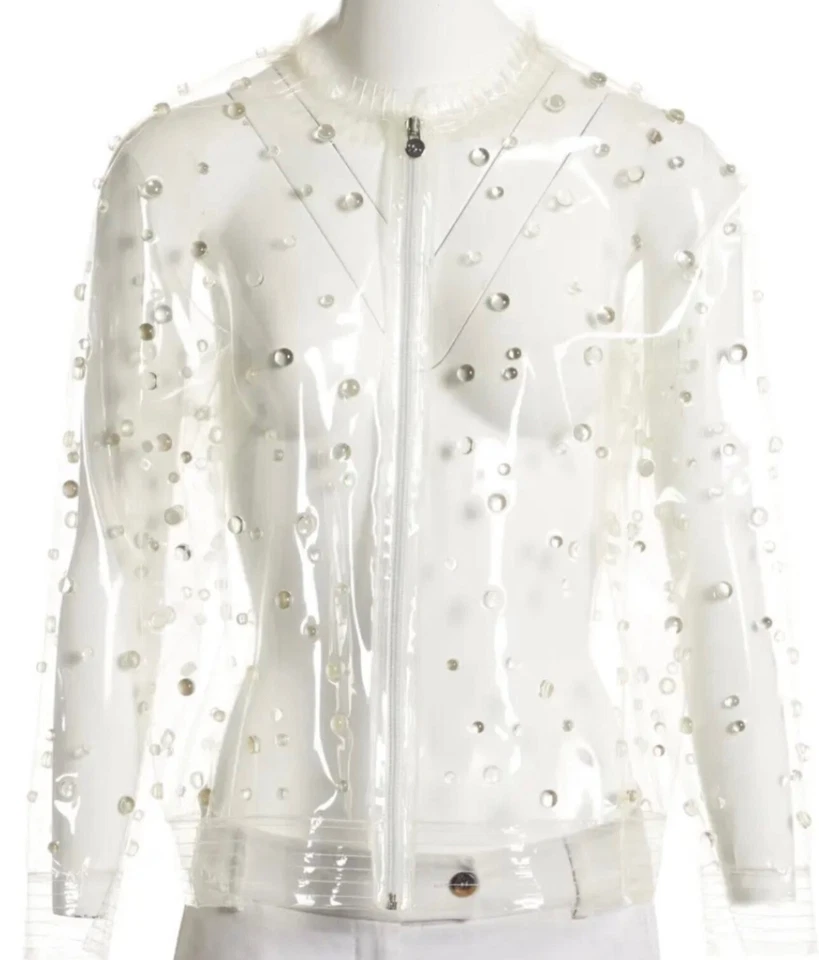 Nuevo Chanel 2018 Impermeable Perla Transparente Chaqueta 34 36 38 2 4 6 Abrigo Top Abrigo S M Foto 2 de 4