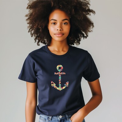 Damen T-Shirt Kurzarm YOU MAKE ME HOME Farbe Marineblau