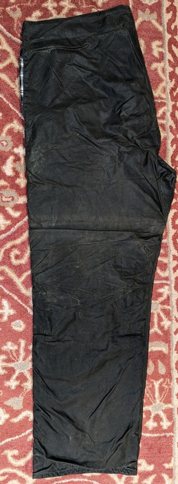 Vintage Mens Barbour Lined Olive Waxed Cotton Over Trousers A124 Size L