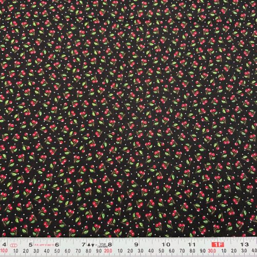 Vintage 2002 Mary Engelbreit Cranston Cherries on Black Cotton by the HALF YARD