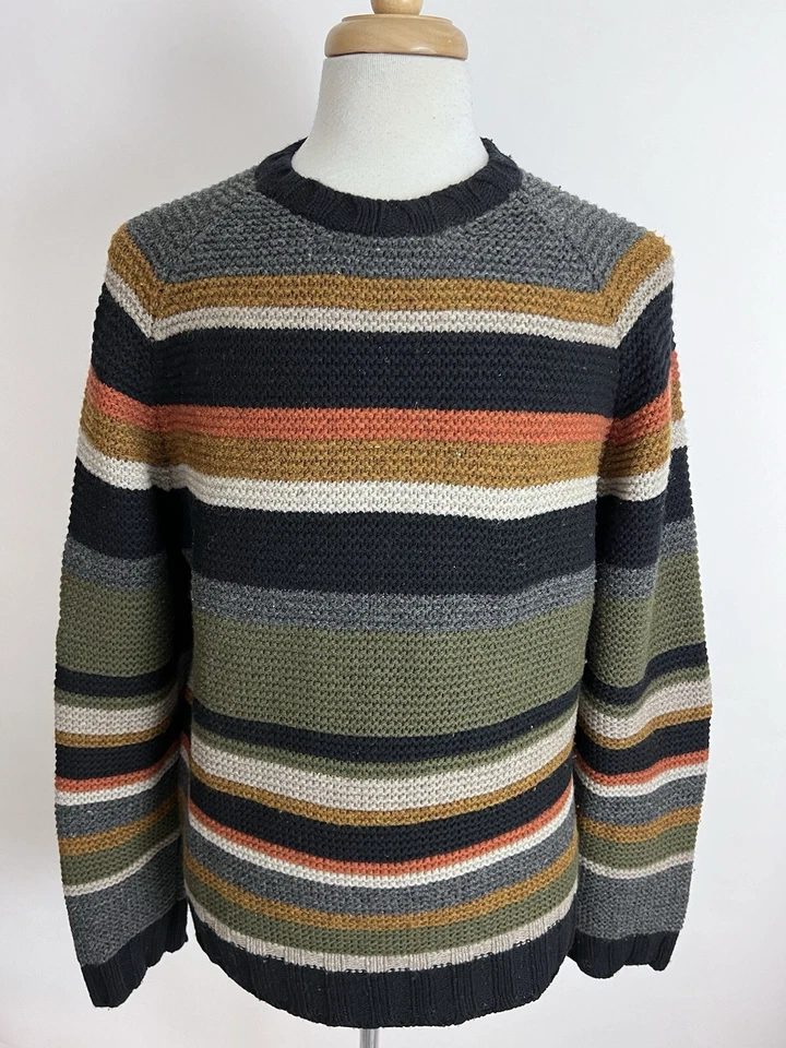 Suéter tejido vintage Lucky Brand para mujer talla L gris marrón 100 % lana de cordero Foto 2 de 4