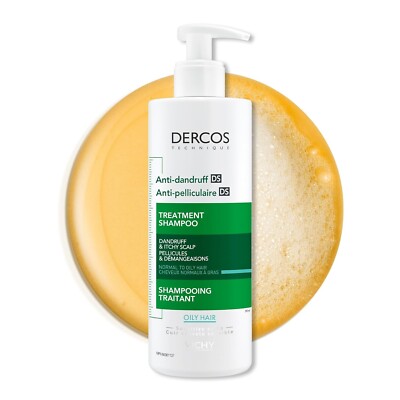 Vichy Dercos Anti Dandruff Treatment Shampoo Oily Hair Sensitive Scalp 390ml