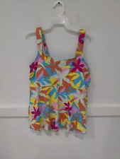 NWT Lands' End Women's Flutter Scoop Neck Tankini Swimsuit Size L 85 FLG161