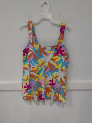 NWT Lands' End Women's Flutter Scoop Neck Tankini Swimsuit Size 2X $85 5C235