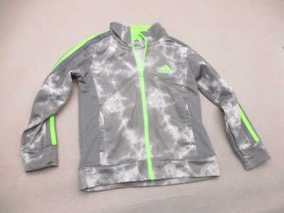 ADIDAS Size 5 Boys Gray Full Zip High Neck Pocket Lightweight Track Jacket 962