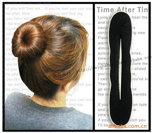 1pcs Black Women S Foam Sponge Bun Maker Hair Donut Ponytail Clip