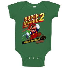 Super Mario Bros 2 Retro Nes Box Art Baby One Piece