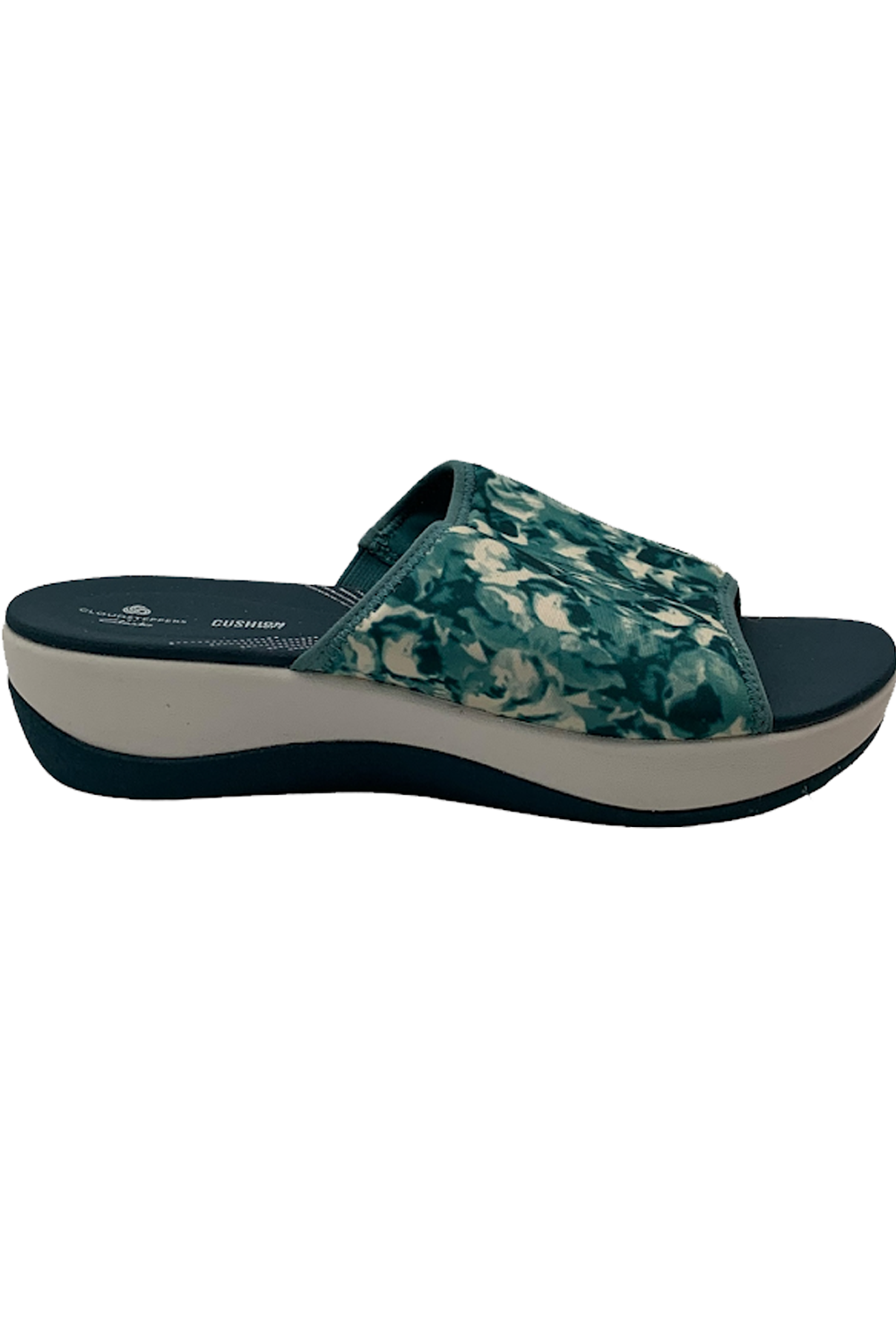 Clarks Cloudsteppers Jersey Slide Sandals Arla Nora Teal Multi | eBay