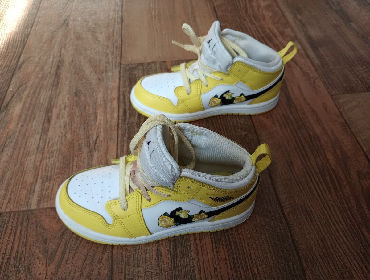 Nike Air Jordan Yellow Floral White AV5172-700 Kids US Size 10C | eBay