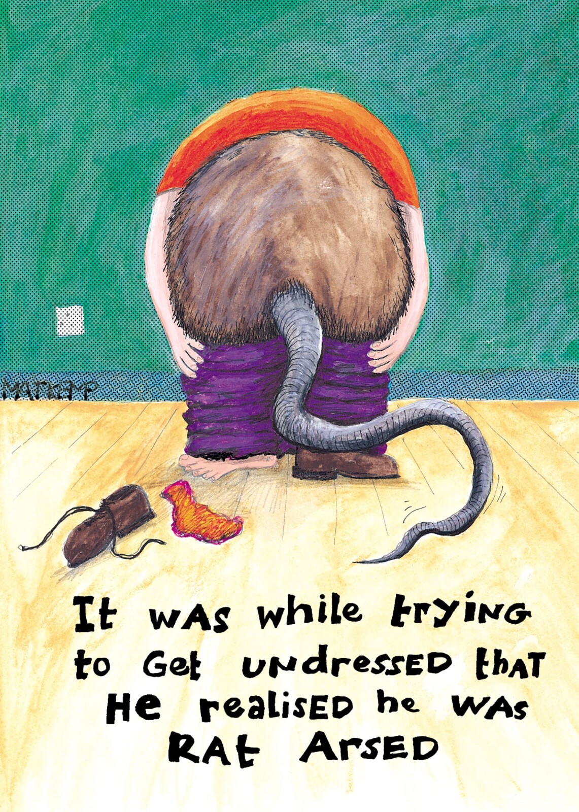 Funny Birthday Card Rat Arsed - Hilarious Cartoon UK Greeting Card For Her