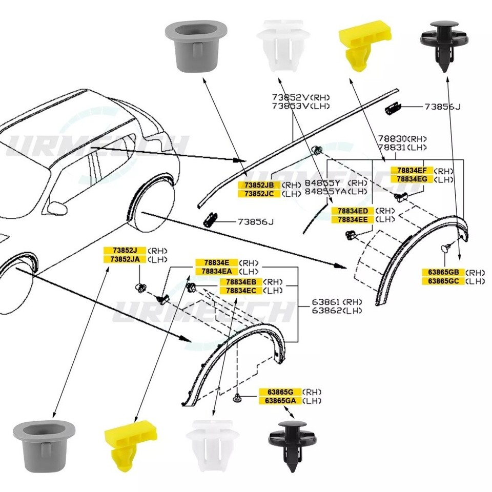 10x Rear Wheel Arch Lining & Mudguard Clips for some Fiat Bravo | CDON