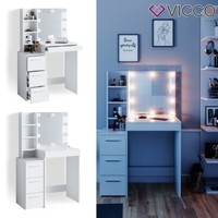 Schminktisch Frisiertisch Schminkkommode Meryl Weiß Schminkspiegel Led Vicco