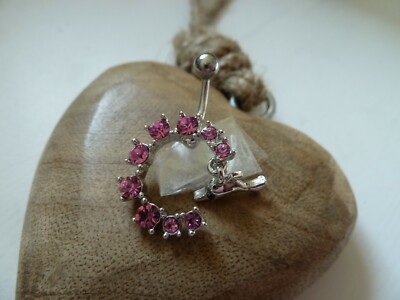 PIERCING Bauchnabelpiercing Belly - silber Edelstahl großer RING rosa DELFIN