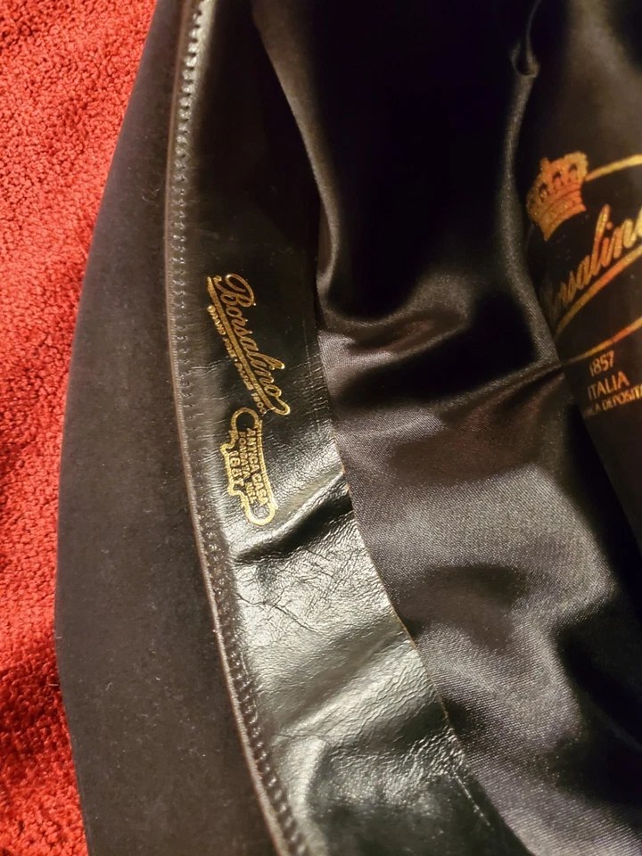 De colección BORSALINO Imperiale COMO II Talla 7 1/2 Ala Ancha Negro ¡Raro!! Foto 3 de 4