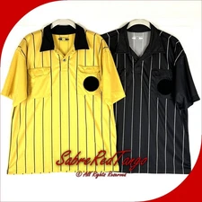 GUC VELOCE SOCCER REFEREE UNIFORM SHIRT SET YELLOW BLACK MENS MEDIUM