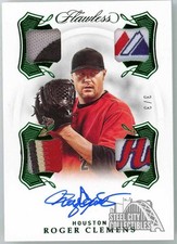 Roger Clemens 2020 Panini Flawless Emerald Quad Patch Autograph Card #QPS-RC 3/3