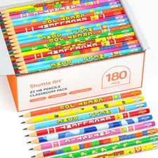 Assorted Colorful Pencils, 180 Pack Kids Pencil Bulk with 12 Designs, 2 HB, ...