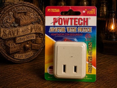 Single Outlet AC Wall Plug  LIGHTED POWER SWITCH Electrical Adapter POWTECH