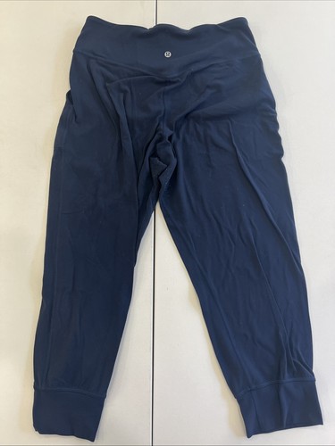 Lululemon Align High Rise Cropped Jogger Pants Pockets Women Sz 8 Navy Blue