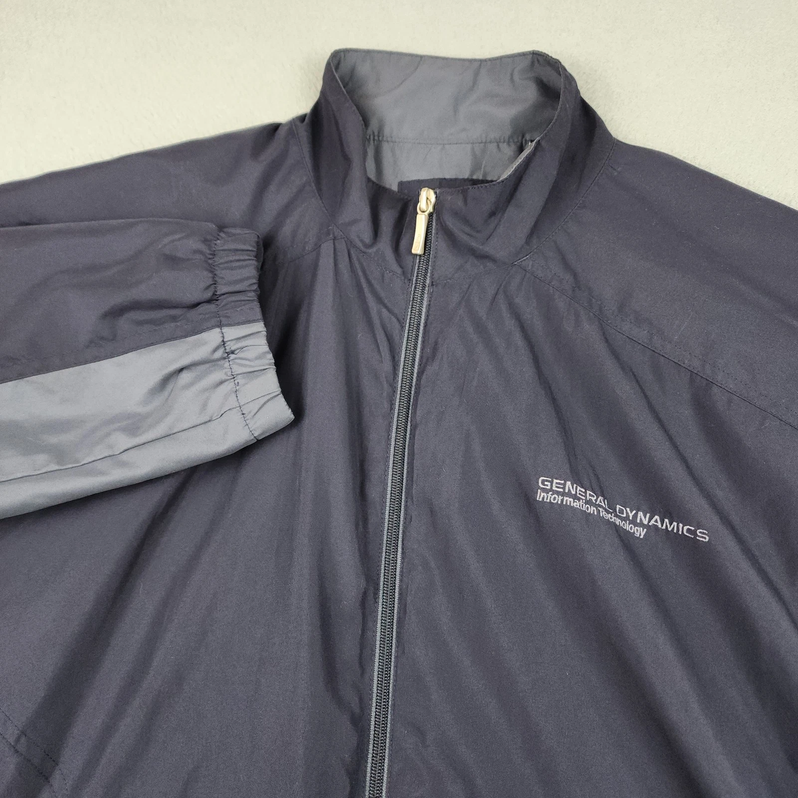 General Dynamics Jacket Mens XL Blue Windbreaker Full Zip Info Tech G1576GD4 image 1