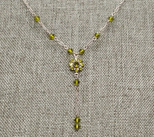 Sterling Silver 925 Olive Green Crystal Flora...