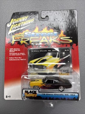 Very Rare JOHNNY LIGHTNING BLACK WITH FLAMES 1972 CHEVY CHEVELLE WHITE LIGHTNING