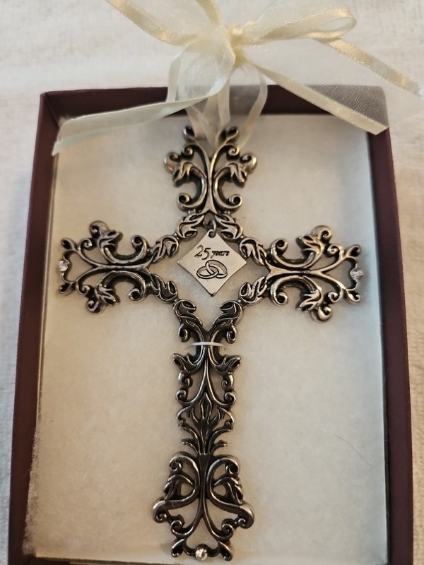 New Cathedral Art FC323 25 Year Anniversary Blessings” Wall Cross, 5” 