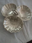 Antique Silver Plated Serving Tray with  3 Compartments 1900 -Clam Shell