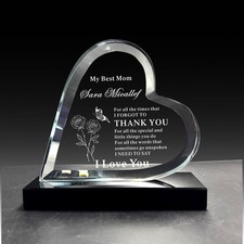 2D 1PC Heart Acrylic Plaque Love Gift for Mom Anniversary Memorial Gift 4 4In