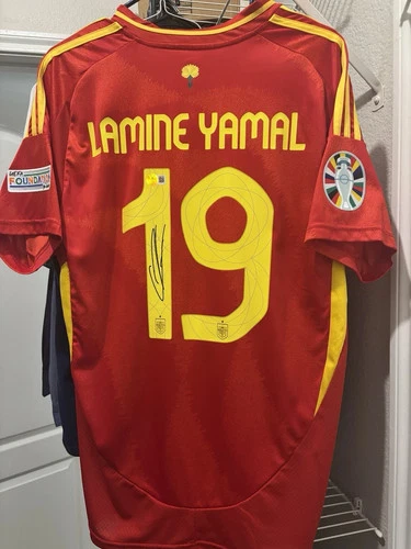 Lamine Yamal Autographed/Signed Spain Red World Cup Soccer Futbol Jersey BAS COA