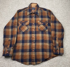 Vintage 70s The Men  s Shop JCPenney Wool Blend Flannel Shirt Medium Orange