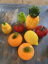 Lot Of 8 Glass Fruits. Pineapple, Oranges, Pears, Lemon, Tomatoes cottage core