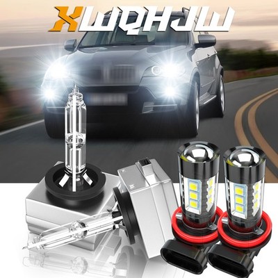 For BMW X5 2007-2015 White Front HID Main Beam/Dipped Beam + Fog Light Bulbs