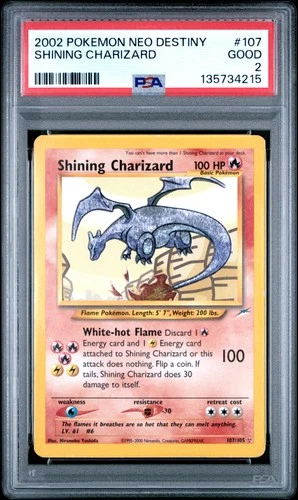 2002 POKEMON NEO DESTINY #107 SHINING CHARIZARD PSA 2